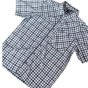 Outdoor Research Shirt Men's M Blue Check Plaid Discovery Short Sleeve Button Up